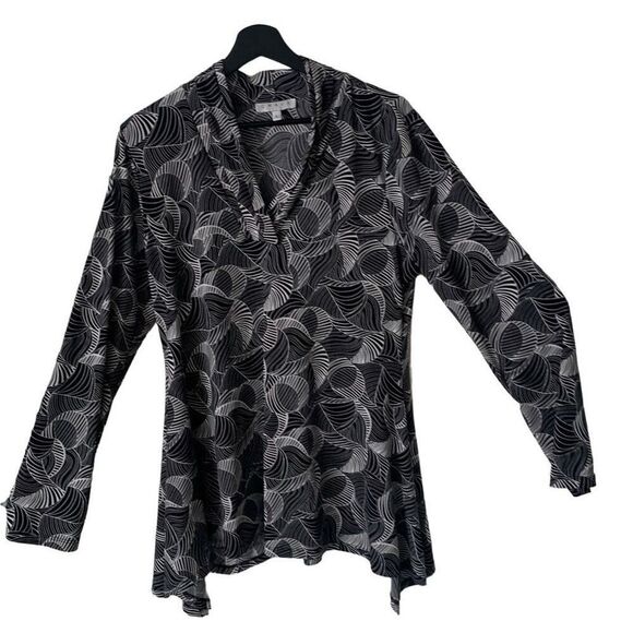 Pre Owned Women’s Chaus New York Long Sleeve Blouse Sz Lg Abstract City Style - Picture 1 of 8